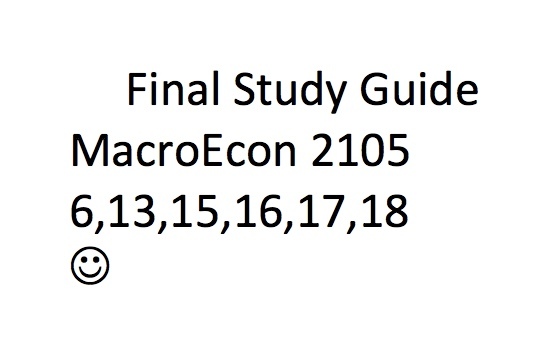 ECON 2105 - Study Guide