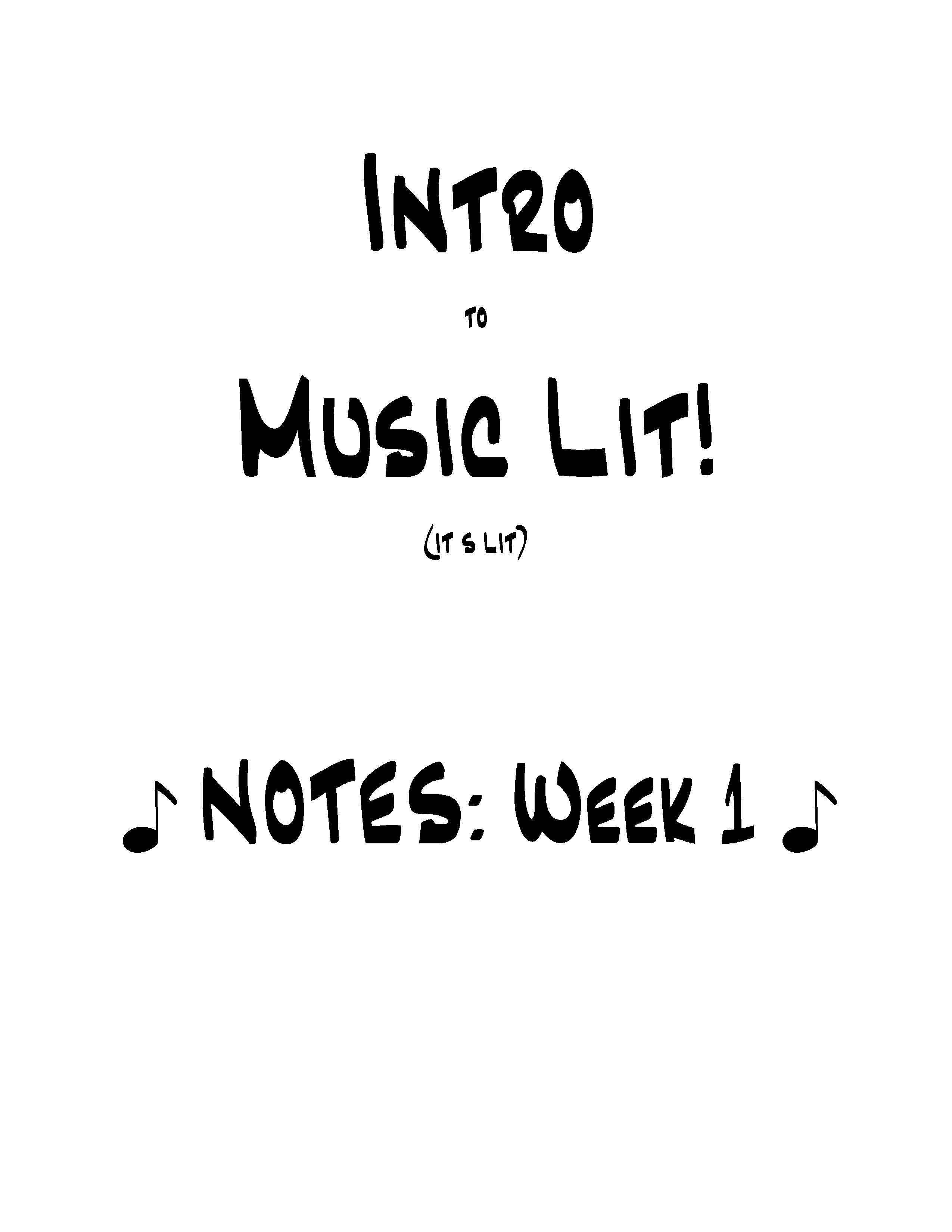 MUL 2010 - Class Notes - Week 1