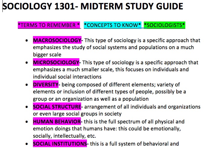 SOC 1301 - Study Guide