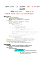 GEOL 1010 - Study Guide