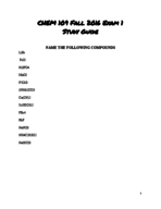 CHEM 109 - Study Guide