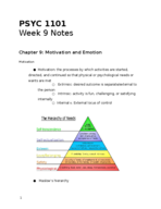 PSYC 1101 - Class Notes - Week 9