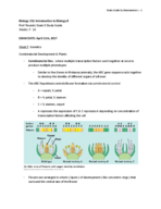 UMass - BIOLOGY 152 - Study Guide - Midterm
