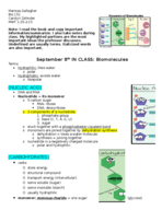 UMass - BIOLOGY 151 - Class Notes - Week 1