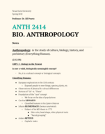 ANTH 2301 - Class Notes - Week 5