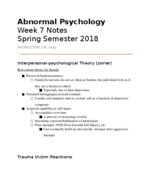 PSYCHOLOGY 130 - Class Notes - Week 7