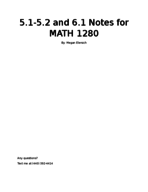 MATH 1280 - Class Notes - Week 9