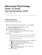 PSYCHOLOGY 130 - Class Notes - Week 12