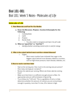 WVU - BIOL 101 - Class Notes - Week 5