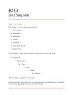 BSC 215 - Study Guide