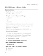 UD - BISC 104010 - Study Guide - Midterm