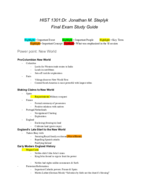 UTA - HIST 1301 - Study Guide - Final