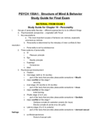 PSY 150 - Study Guide