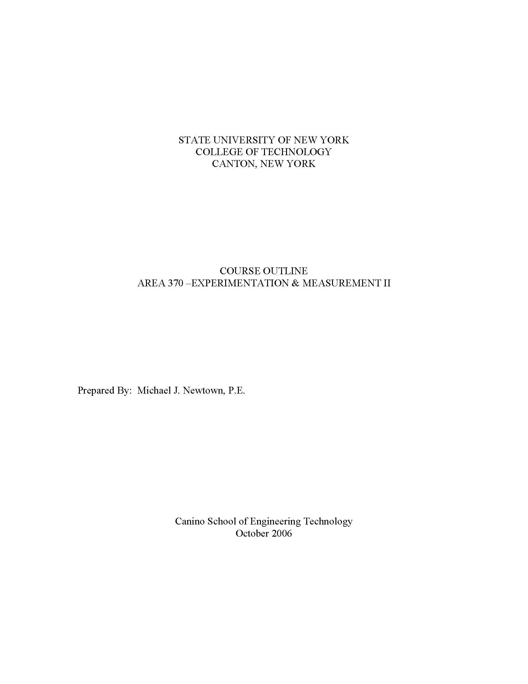 EXPERIMENTATION & MEASURMENT I