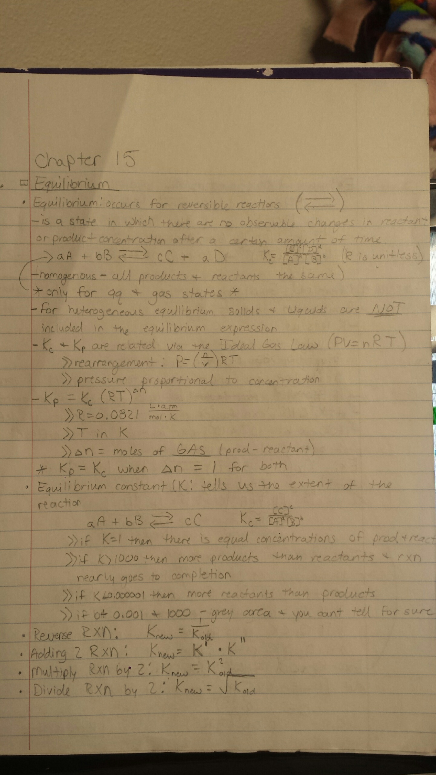Chemistry Notes for 2/12, 2/17, & 2/19