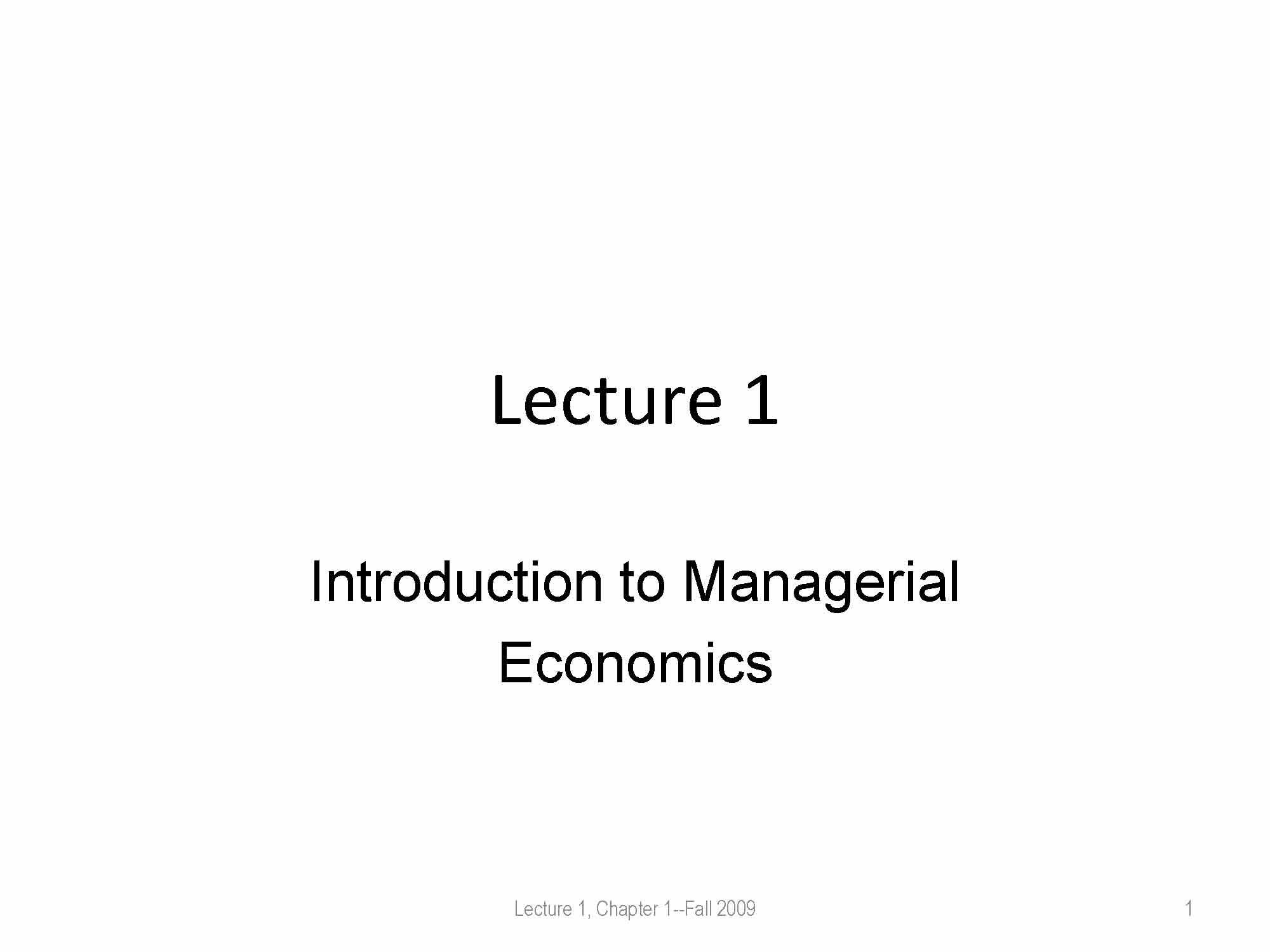 MANAGERIAL ECONOMICS