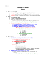 BSC 216 Chapter 18 Notes