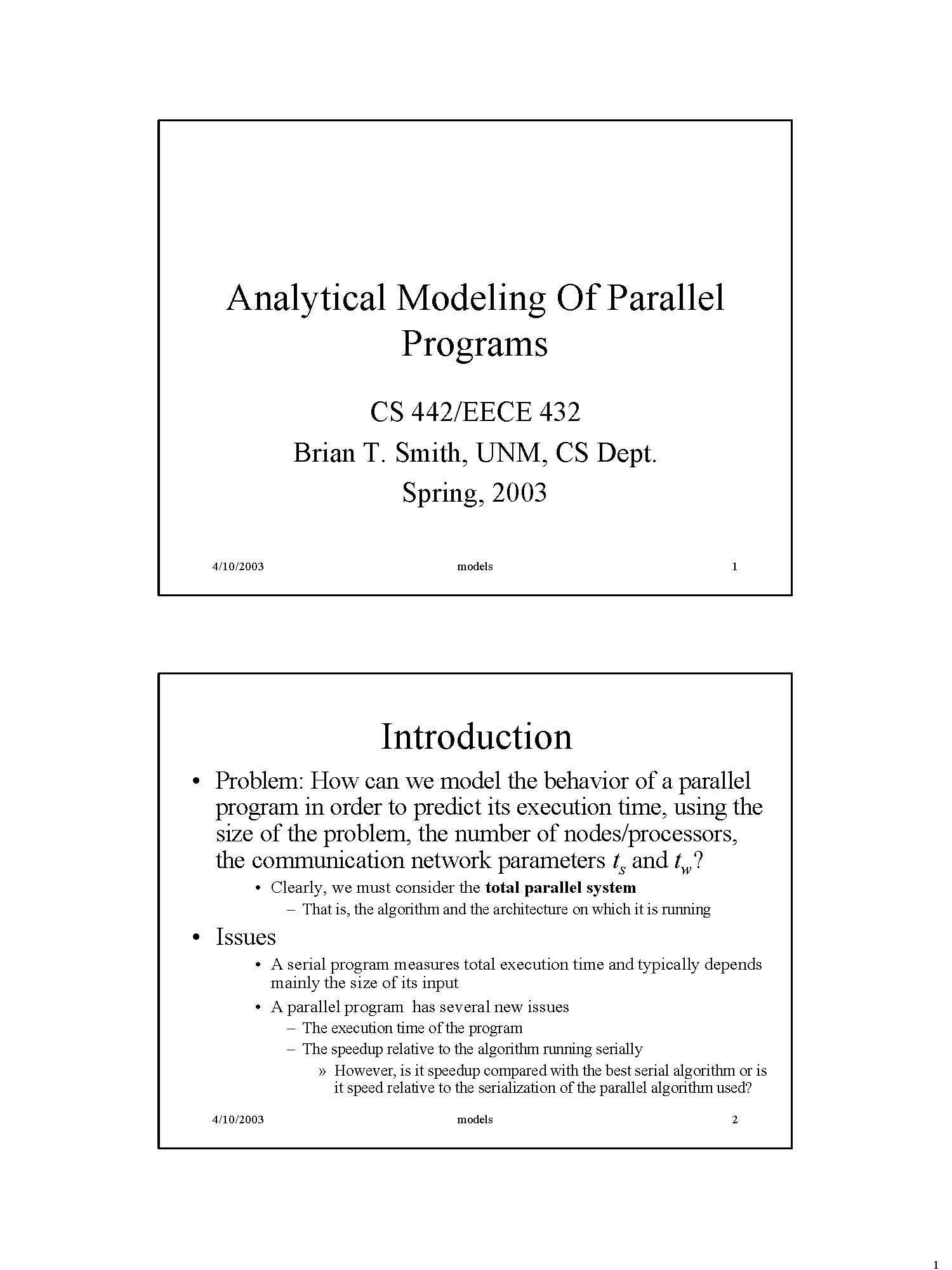 Introduction to Parallel Processing