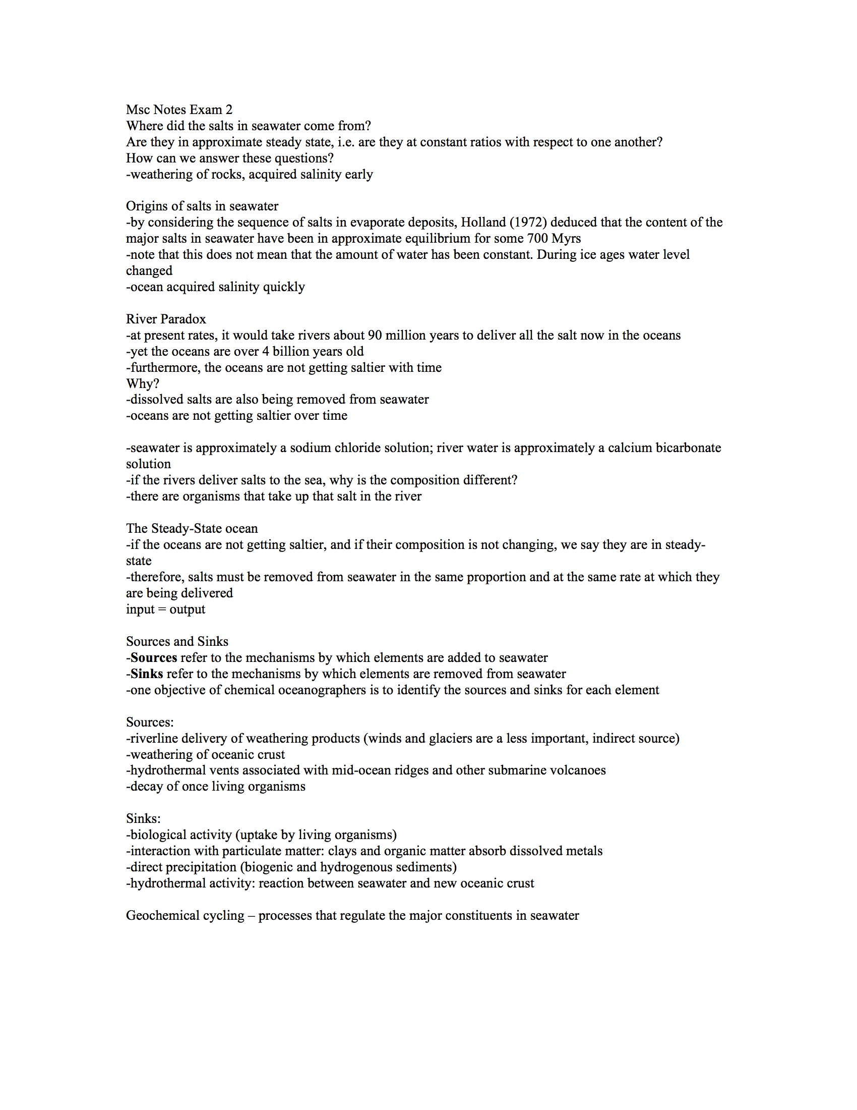 Marine Science Notes Exam 2 