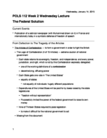 POLS 112 Lecture Notes: The Federal Solution