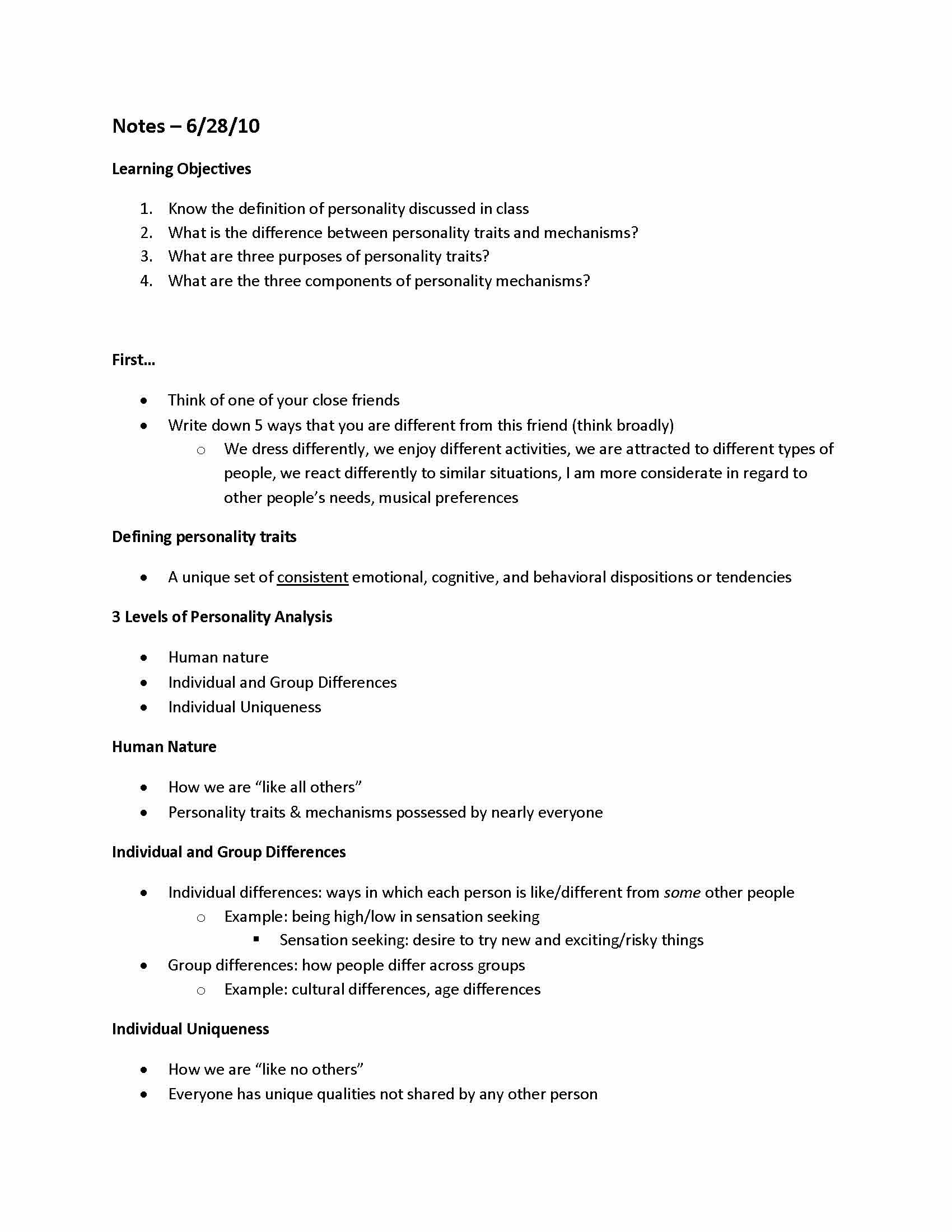 PSYCH OF PERSONALITY