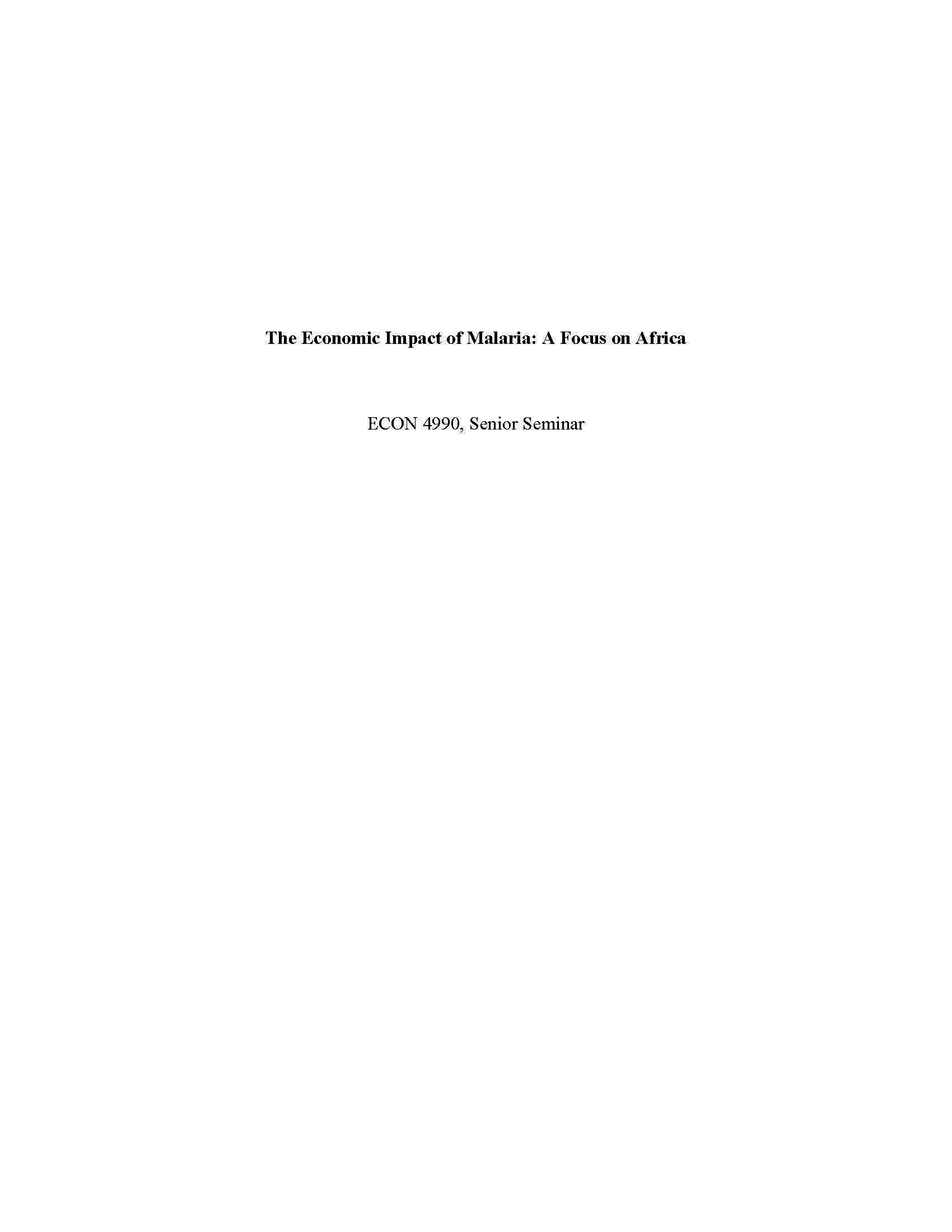 Senior Seminar in Economics