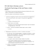 PSY 202 Lecture: War & Peace