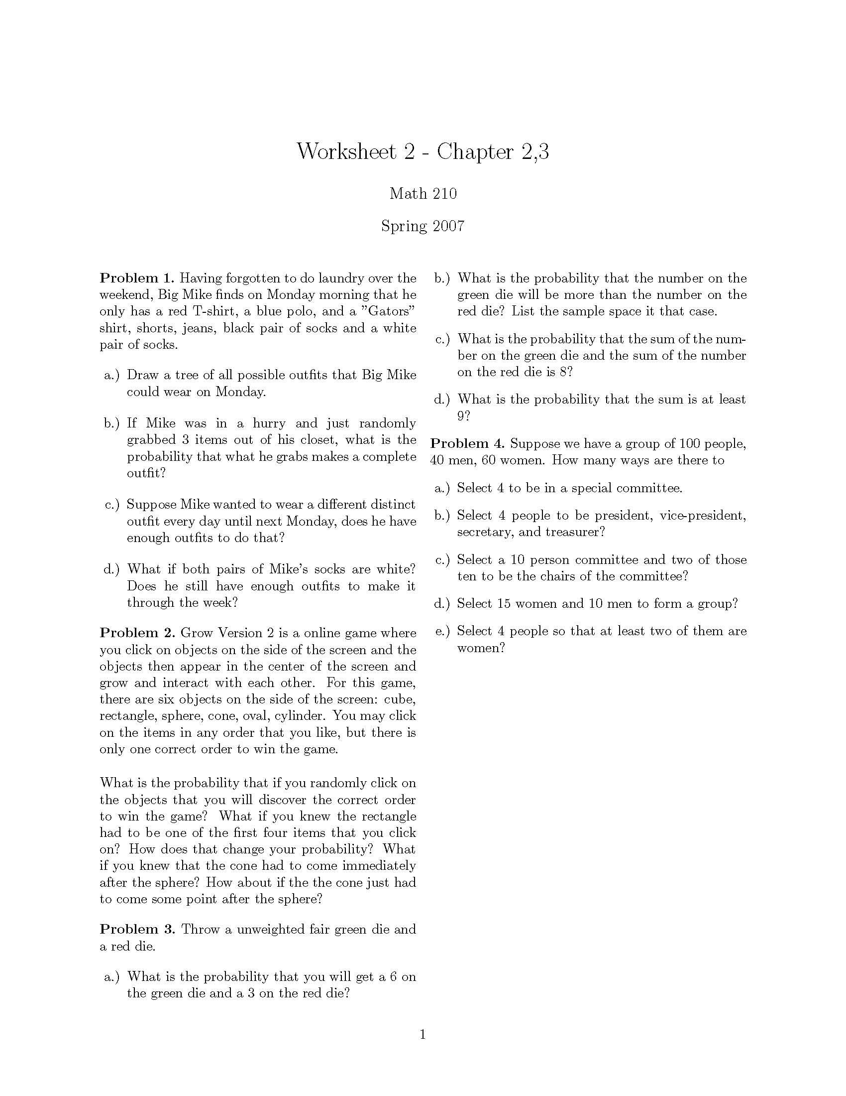 Topics in Finite Mathematics