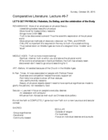 2BW Comparative Lit: Week 4 Notes