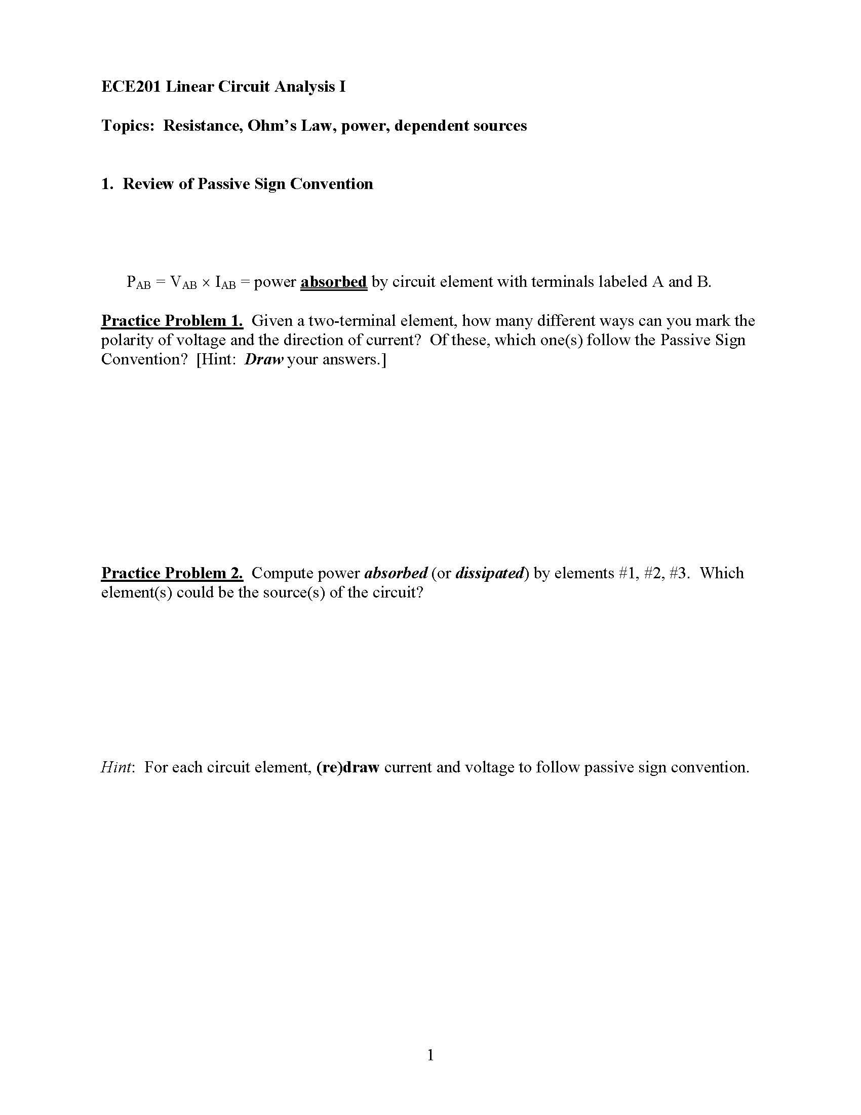 Linear Circuit Analysis I