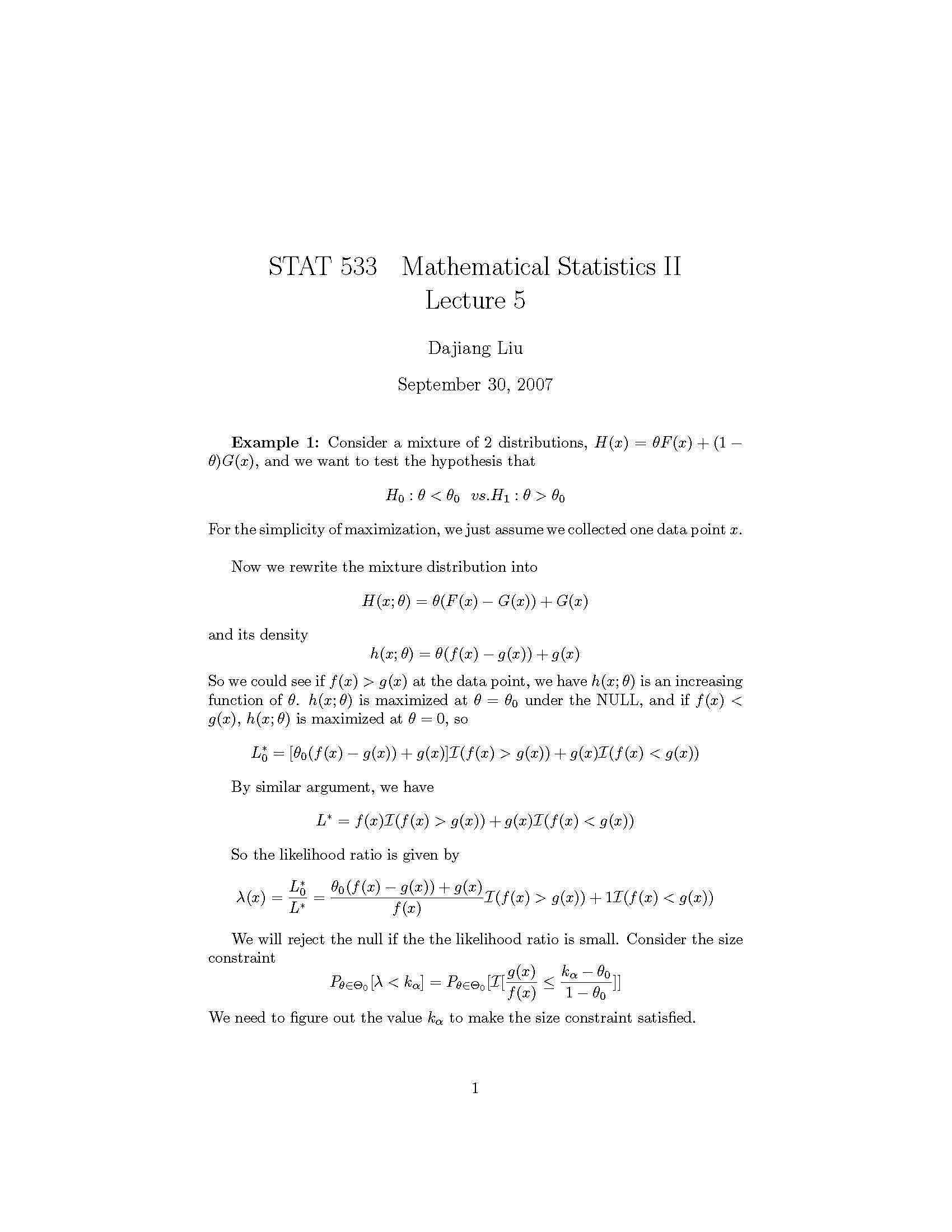 ADVANCED STATISTICAL INFERENCE