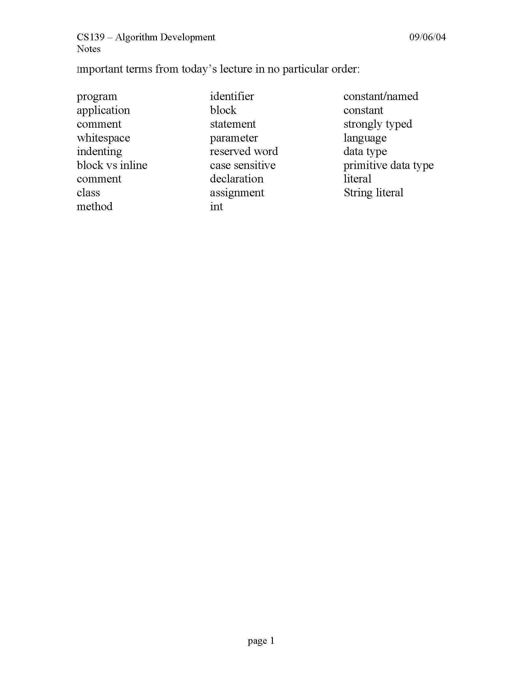 ALGORITHM DEVELOPMENT