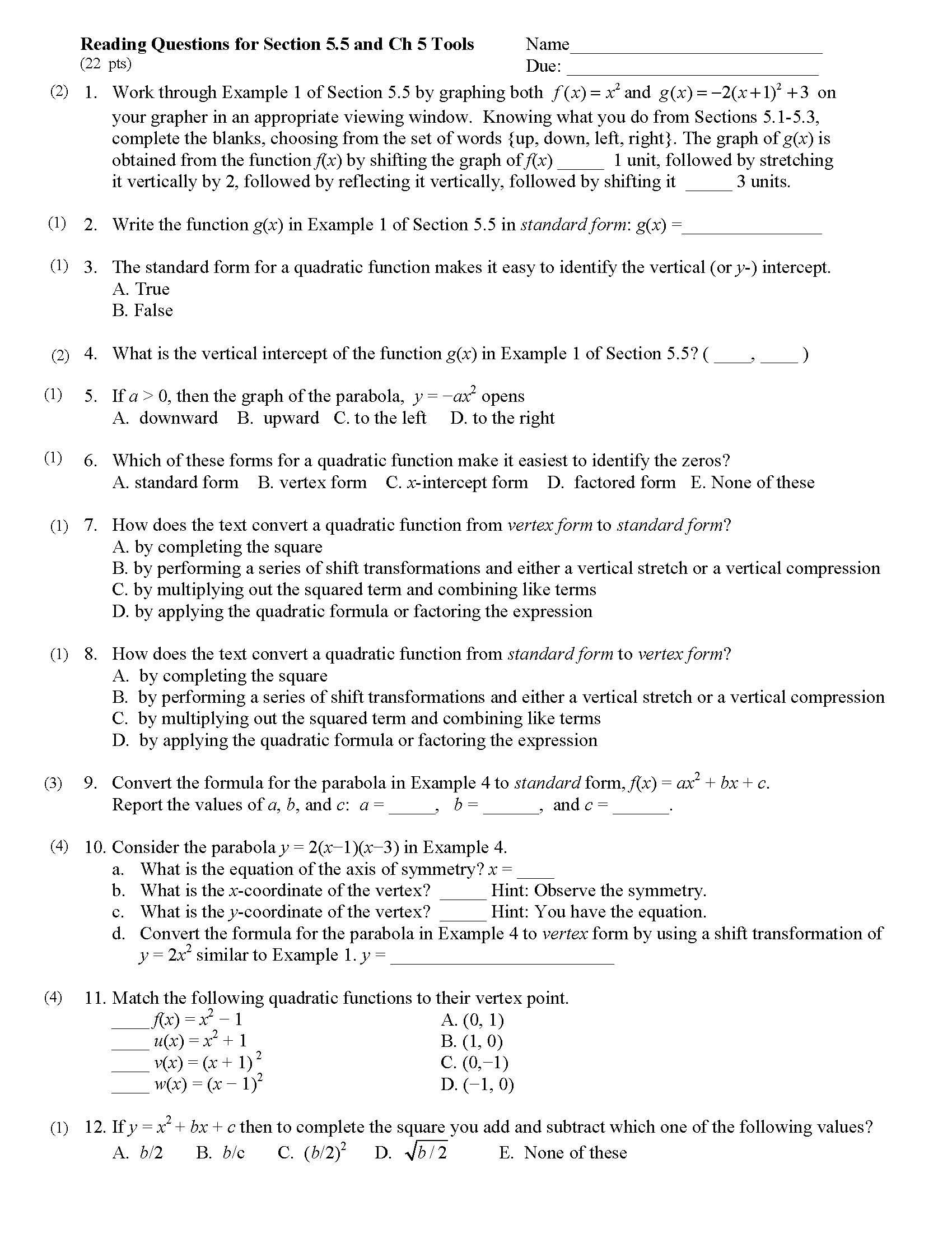 Algebra And Trig I