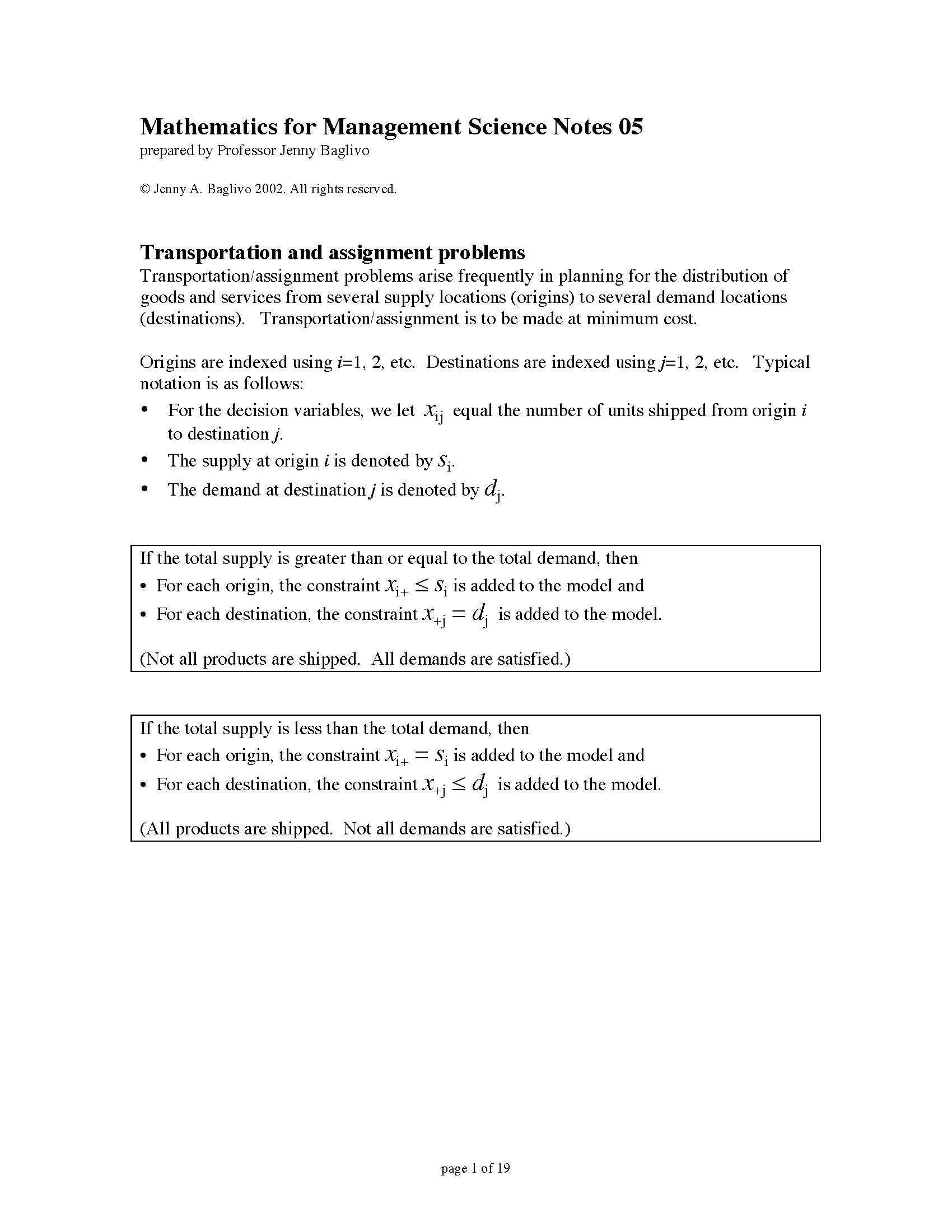 Mathematics for Management Science
