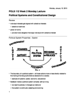 POLS 112 Lecture: Political Systems and Constitutional Design