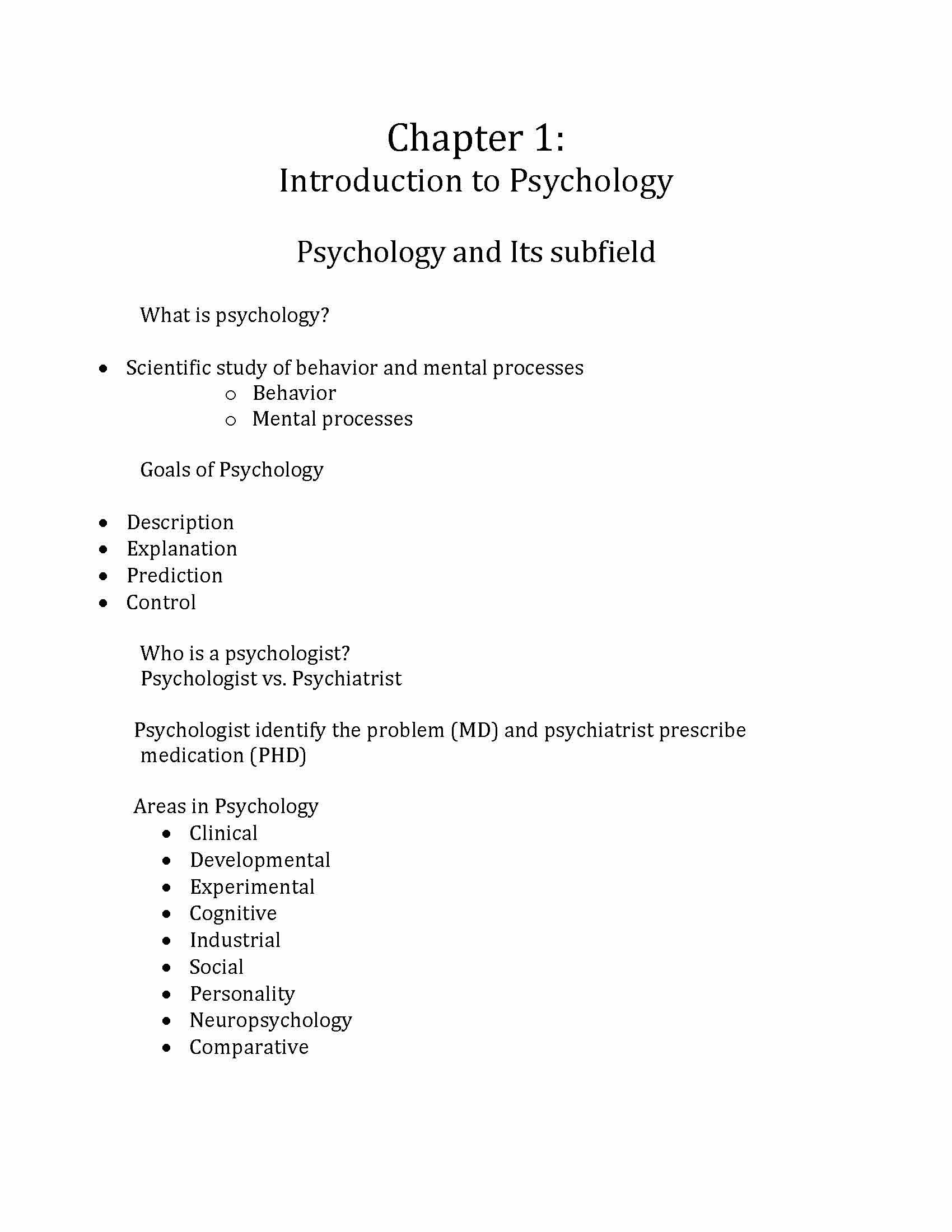 INTR TO PSYC