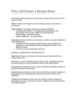 POLS 1010 Study Guide for Exam 1