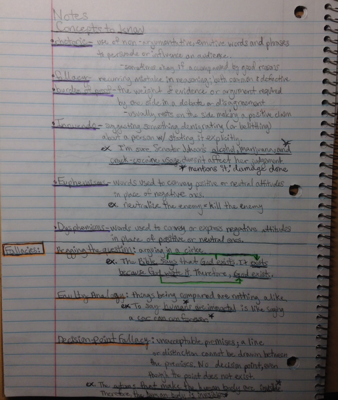 Phil 110 Notes for 2/23 + Fallacy Presentations
