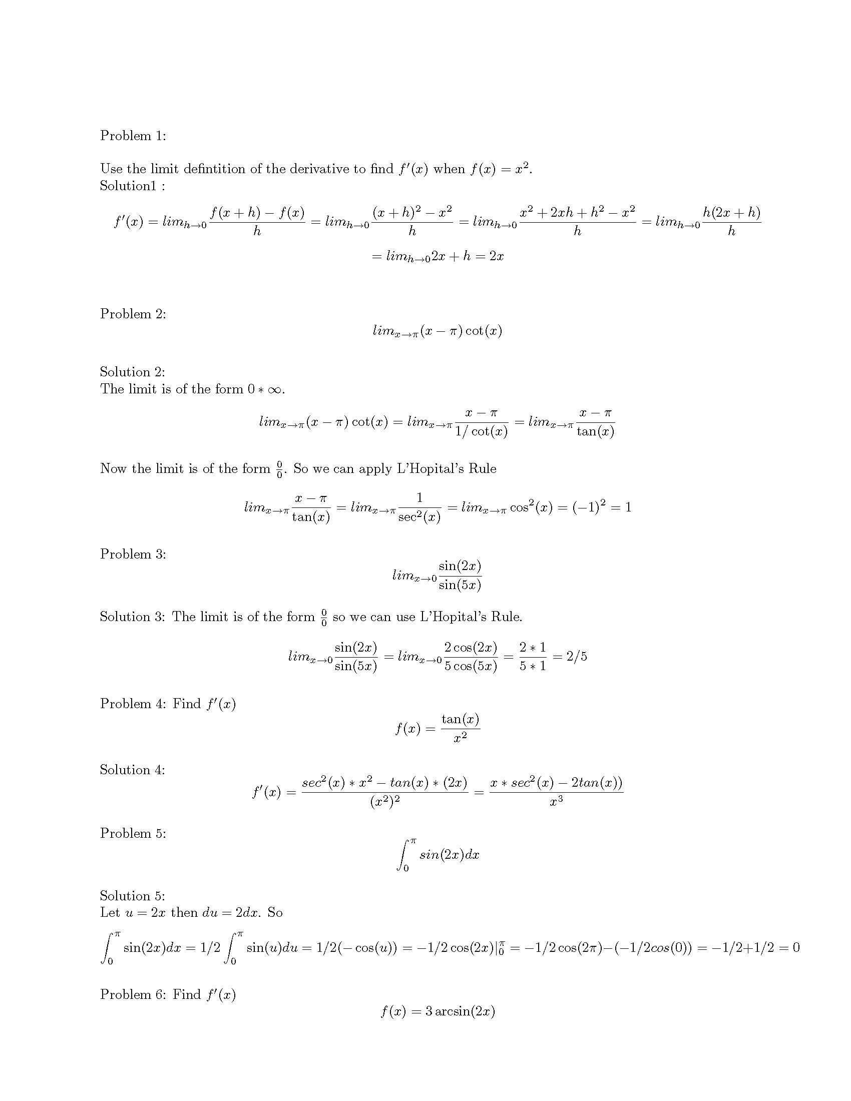 CALCULUS I