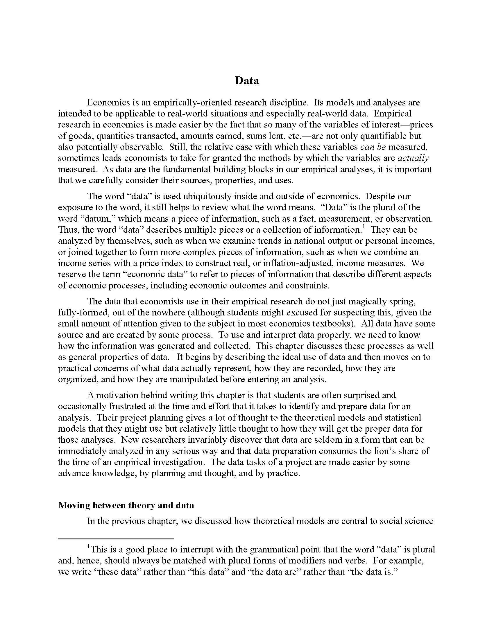 Data Methods in Economics