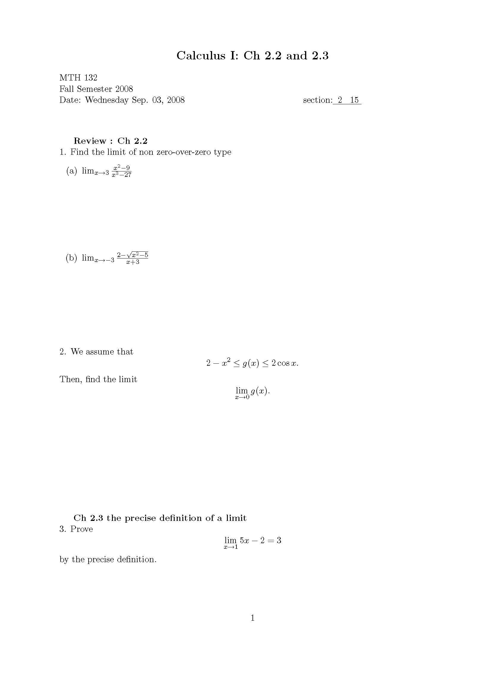 Calculus I