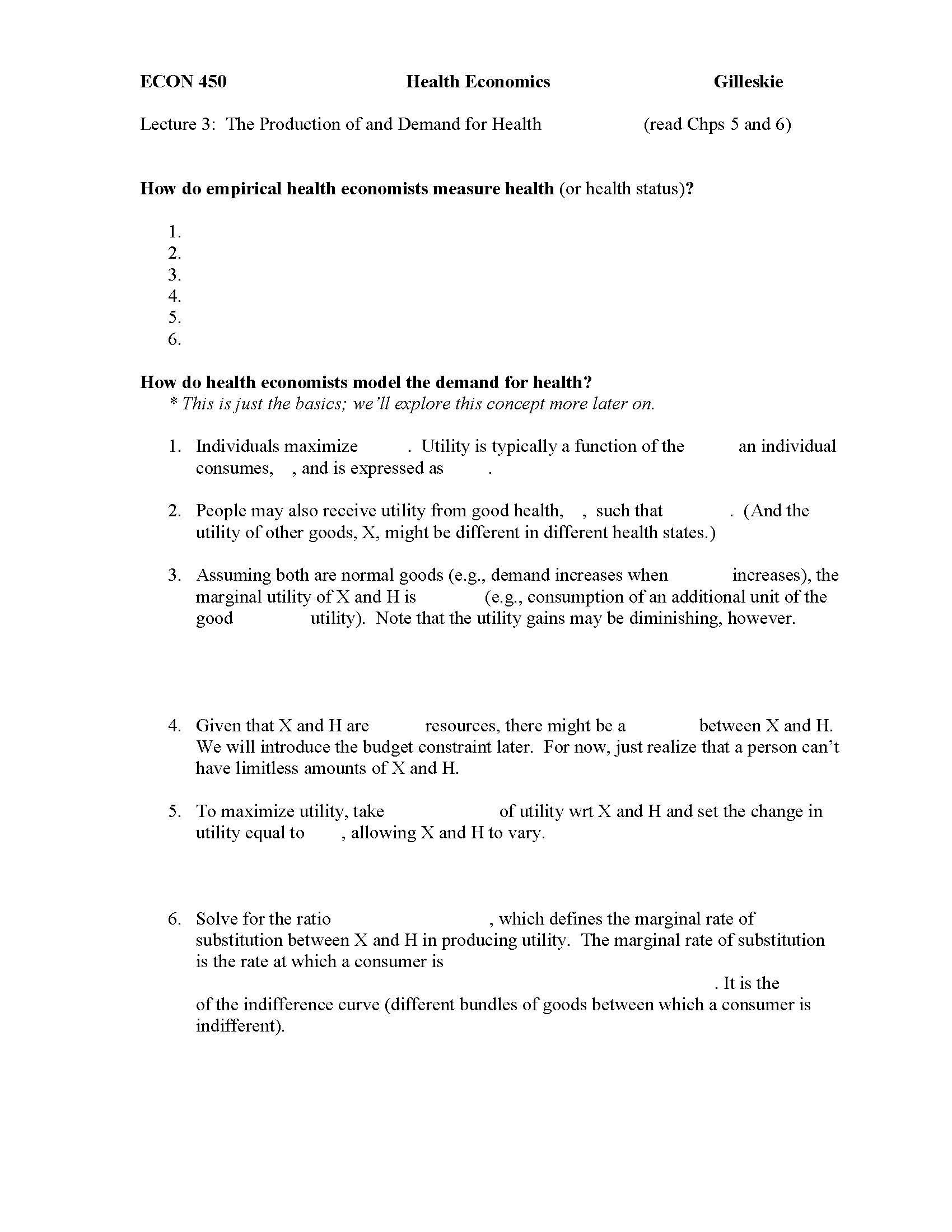 Health Economics Problems and Policy