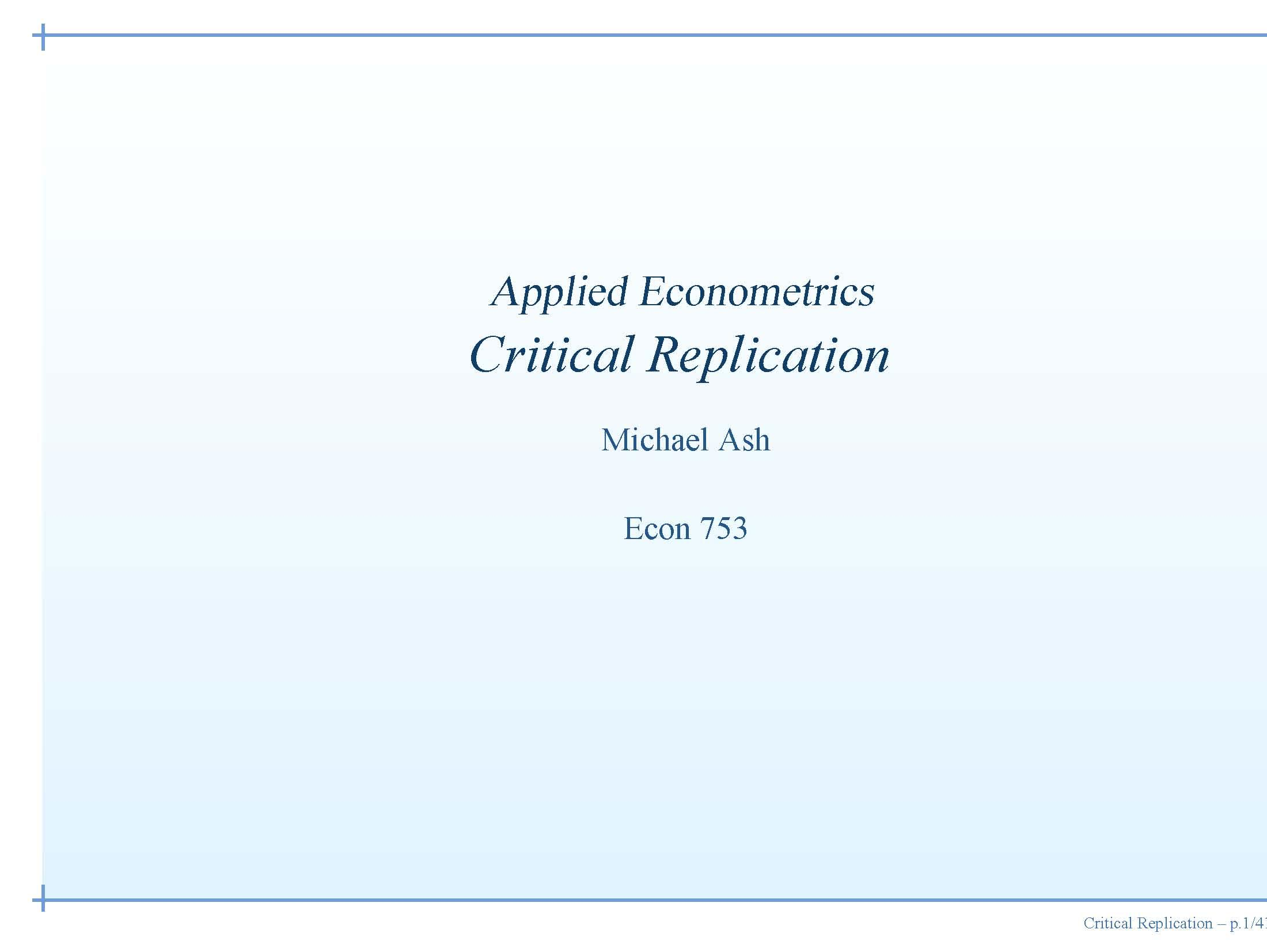 Applied Econometrics