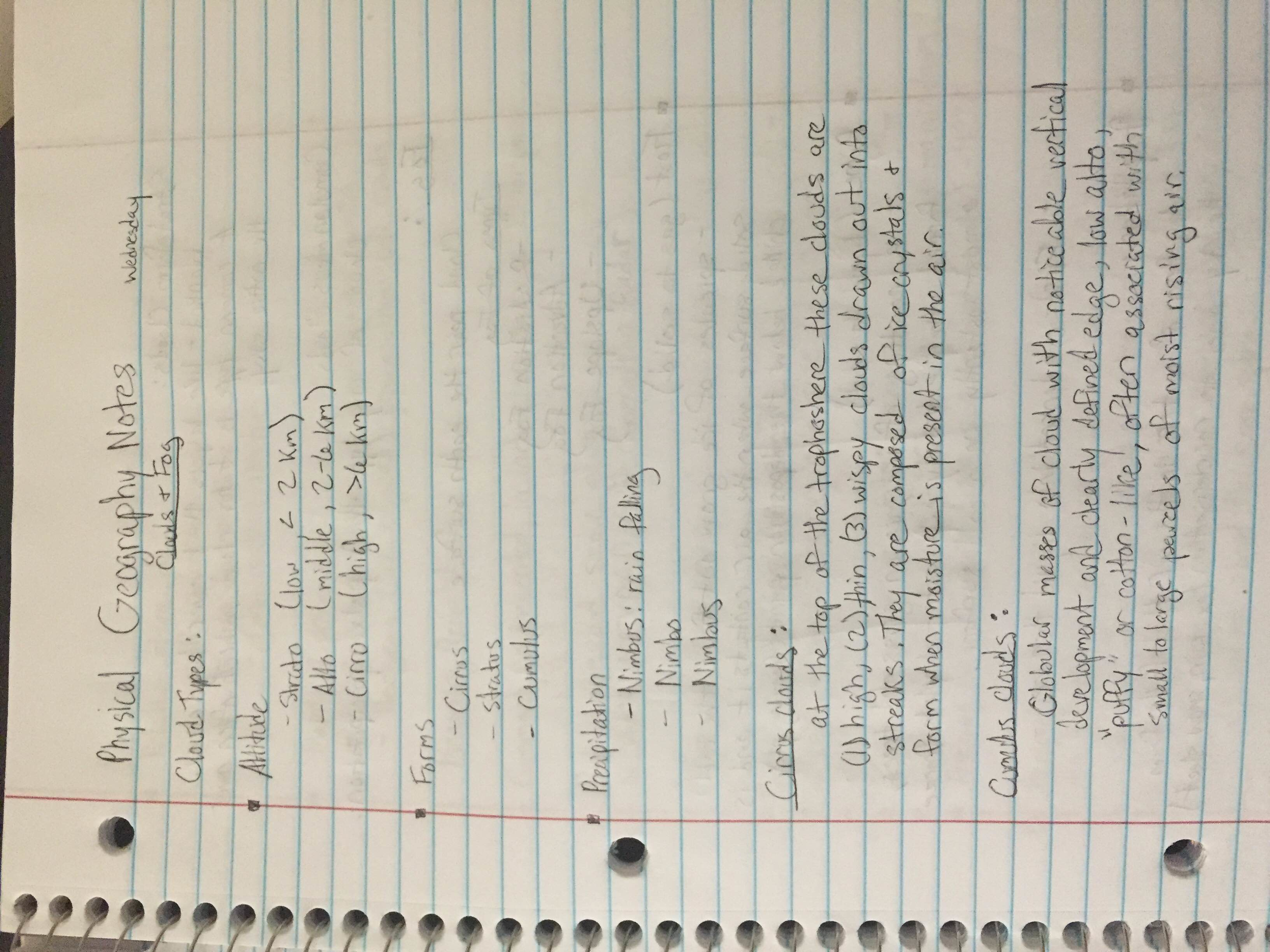 Notes on Clouds and fog