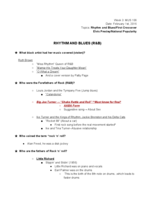 Week 3 Notes for History of Rock and Roll