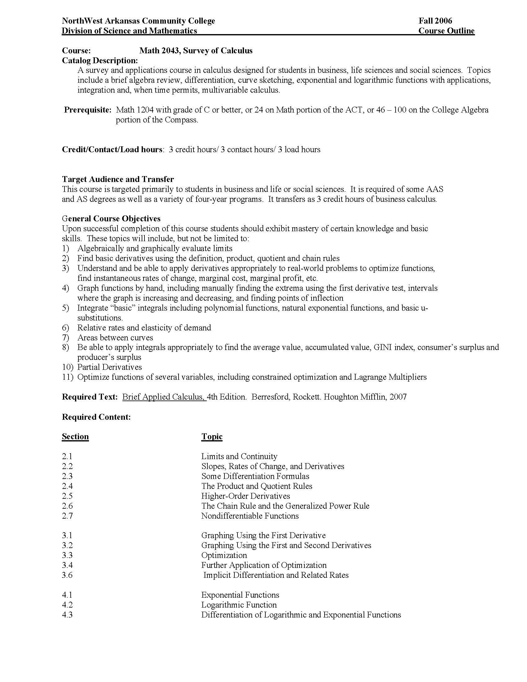 Survey of Calculus