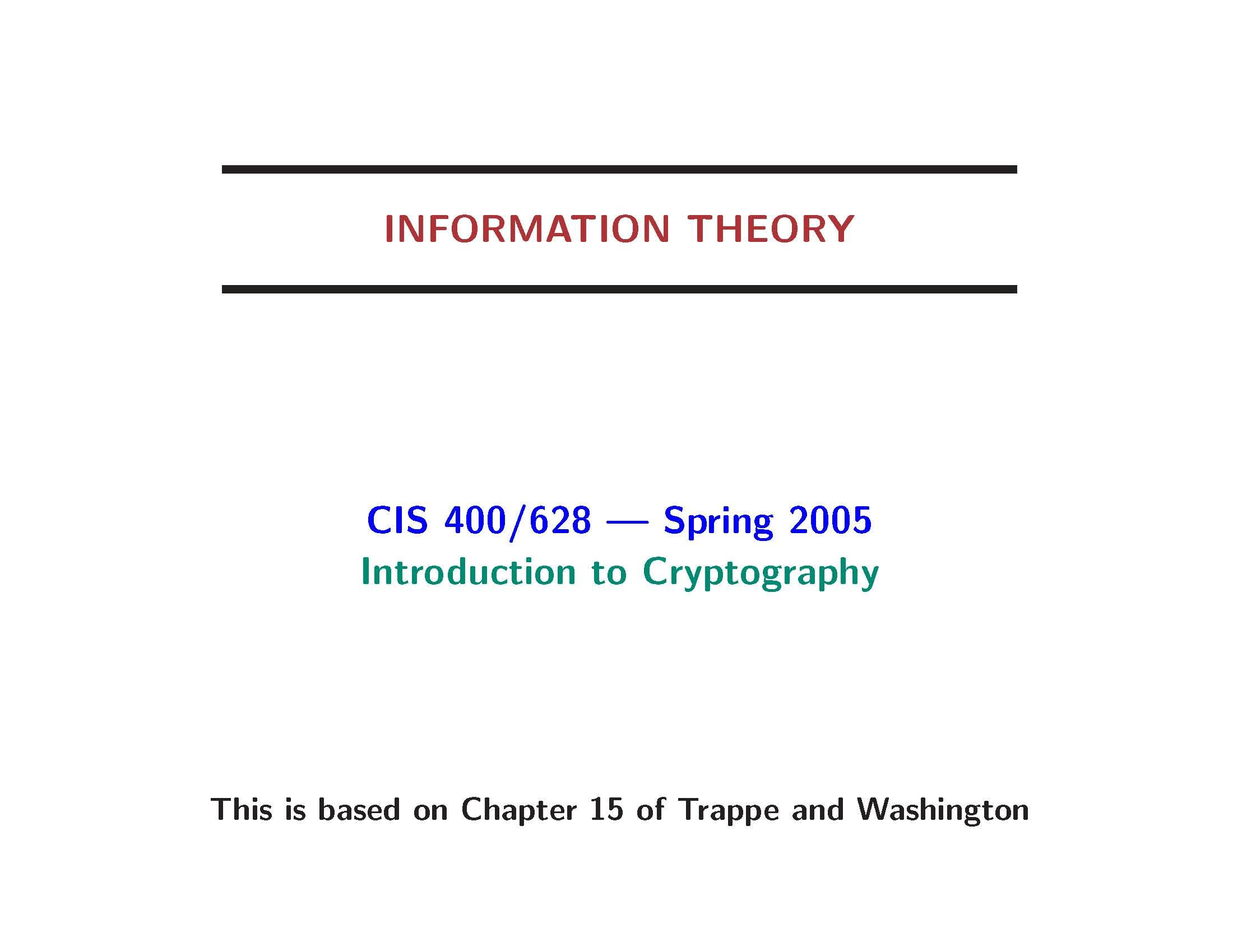 Selected Topics