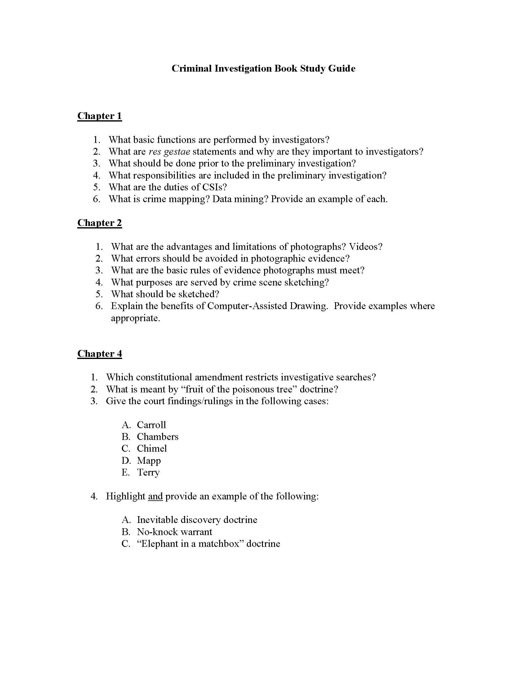 Criminal Investigative Theory