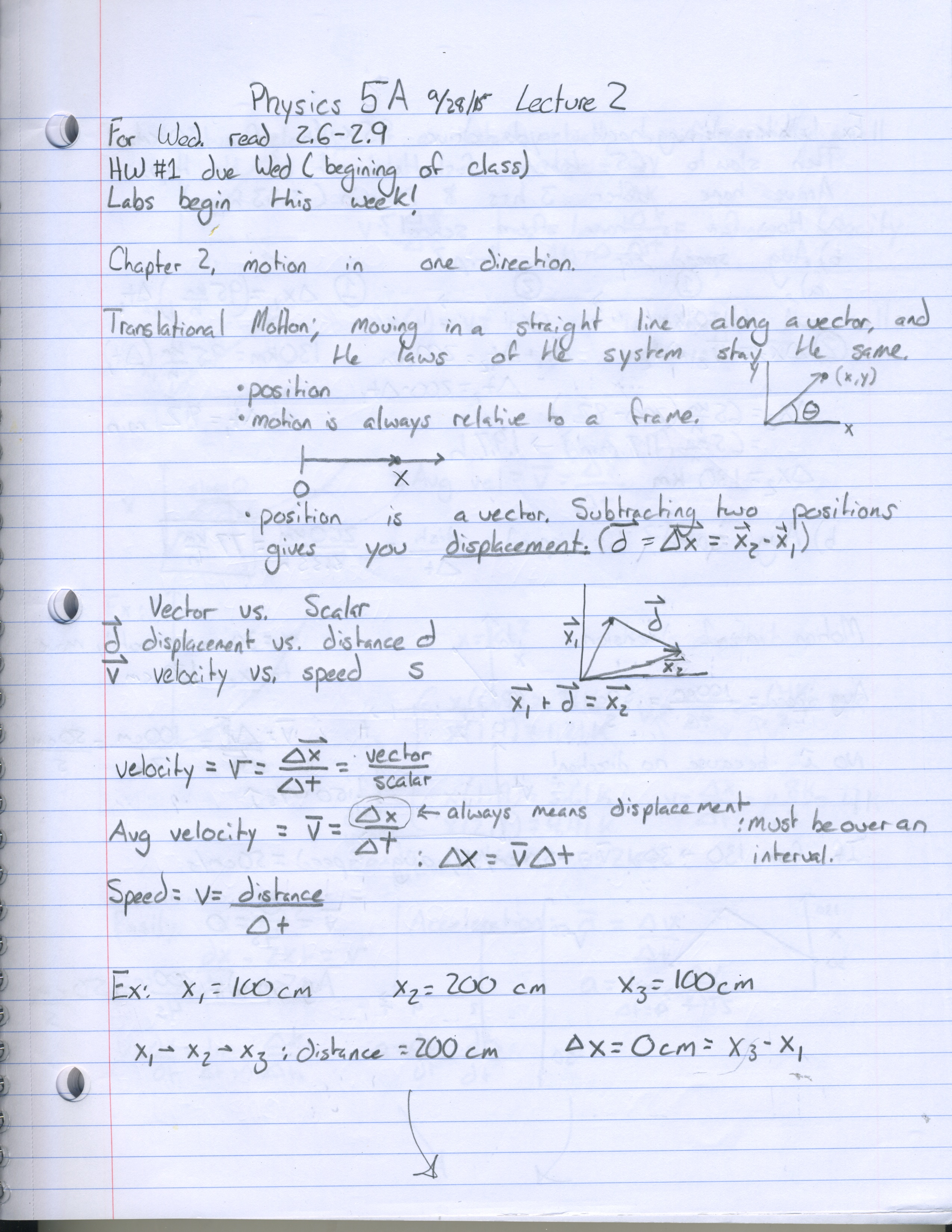Week 2 Notes Physics 5A