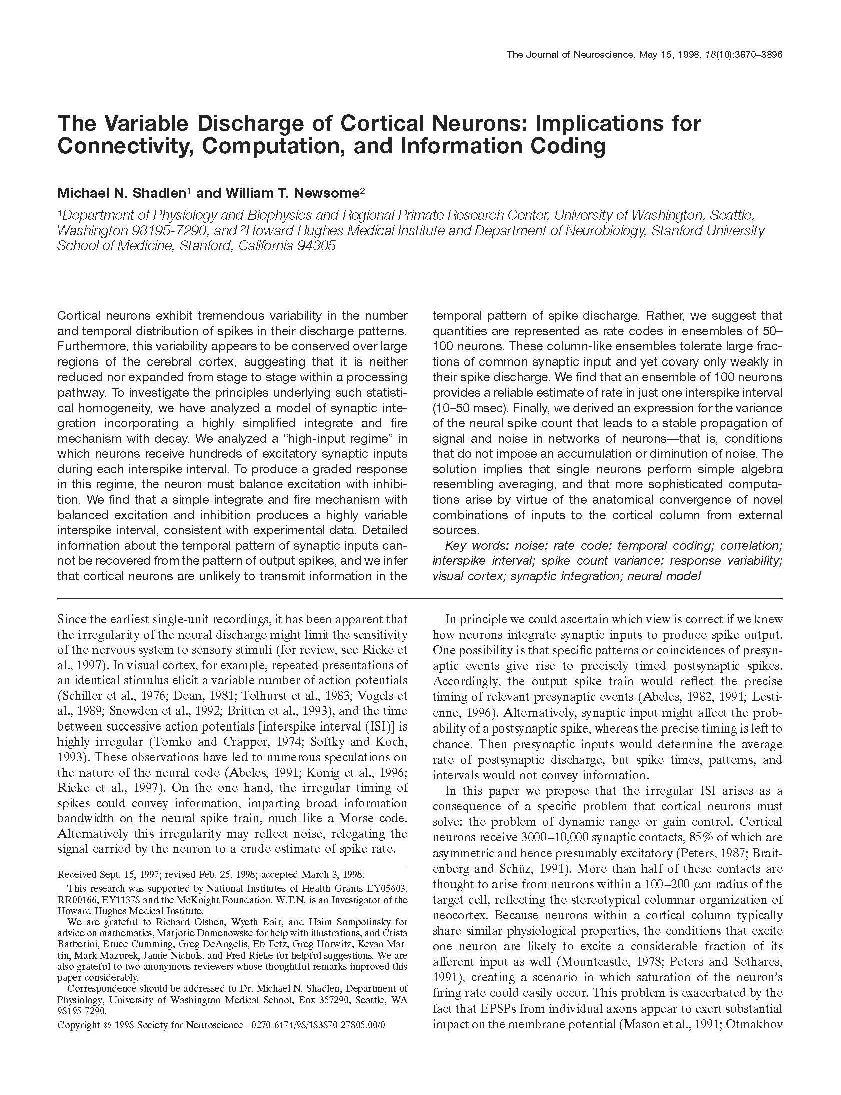 THEORETICAL NEUROSCIENCE